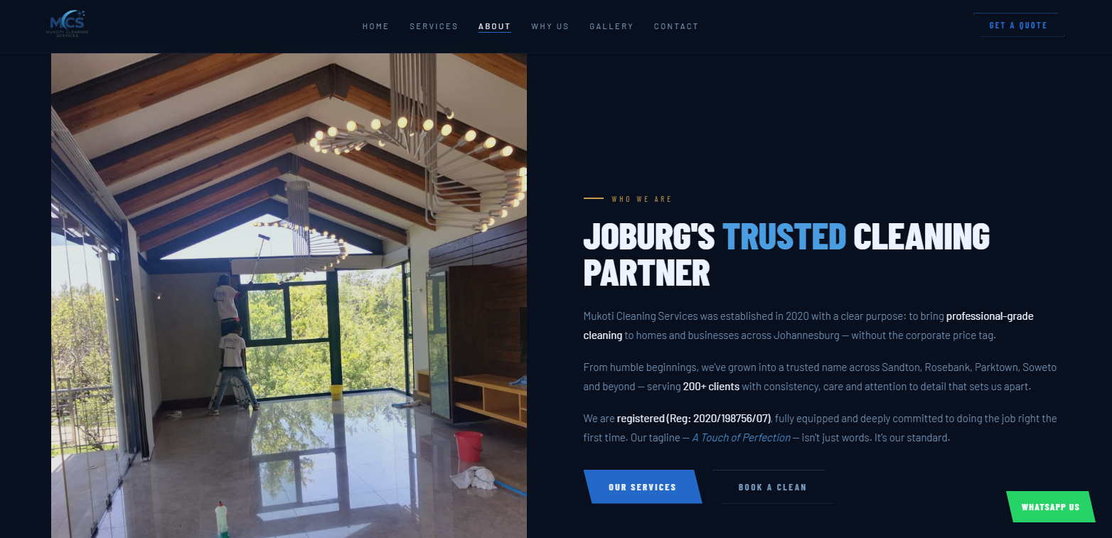 Mukoti Cleaning Services about page